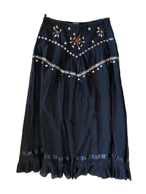 NWT Specchio Beaded Yoked Maxi Skirt Black Fairycore Coquette Y2K Vintage